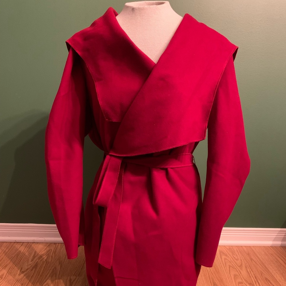Rich red robe style hooded jacket